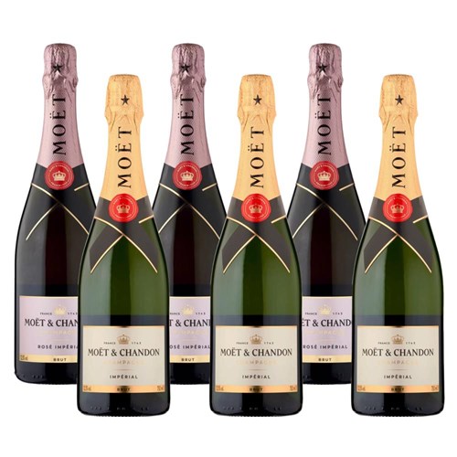 Mixed Case of Moet And Chandon Brut and Rose (6x75cl)